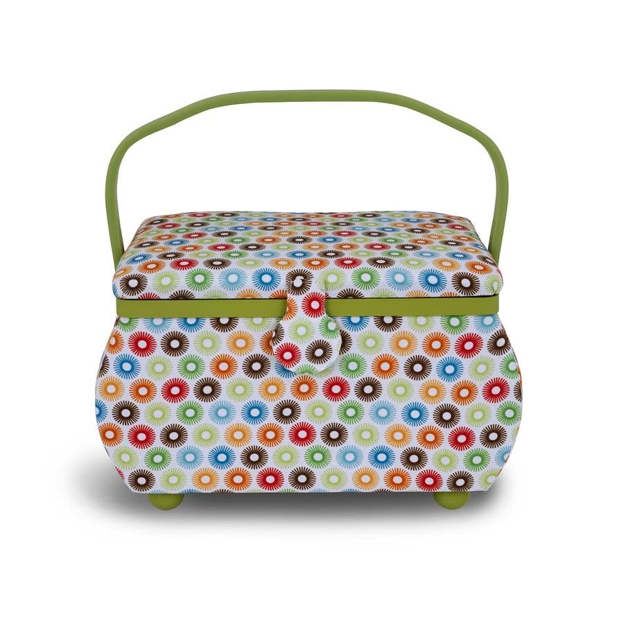 Cesta de Coser Large Curved Sewing Basket, Multicolor Retro