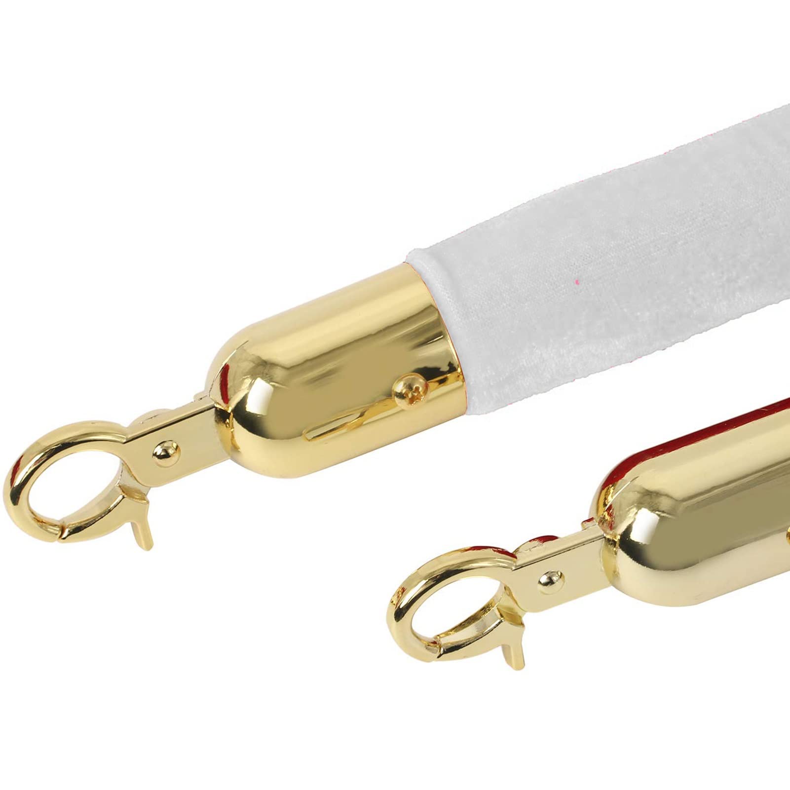 Mlida Poteaux de Guidage Poteau 2 Cordes de Velours Barrières Blanches avec Mousquetons en Acier Inoxydable Plaqué Or, Corde de Ligne de File D'attente de Contrôle de Foule, 1,5 M / 5 Pieds de Long
