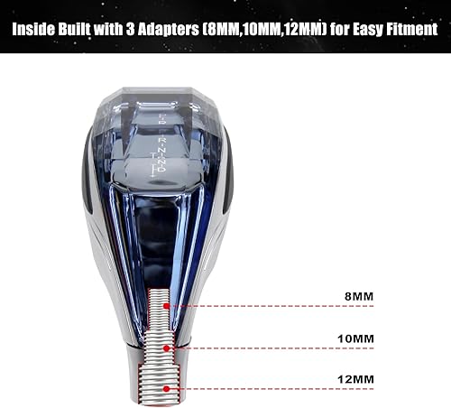 Miniatura 5 de Ryanstar - Pomo de palanca de cambios de cristal iluminado LED activado por tacto compatible con la mayoría de los automóviles sin palanca de