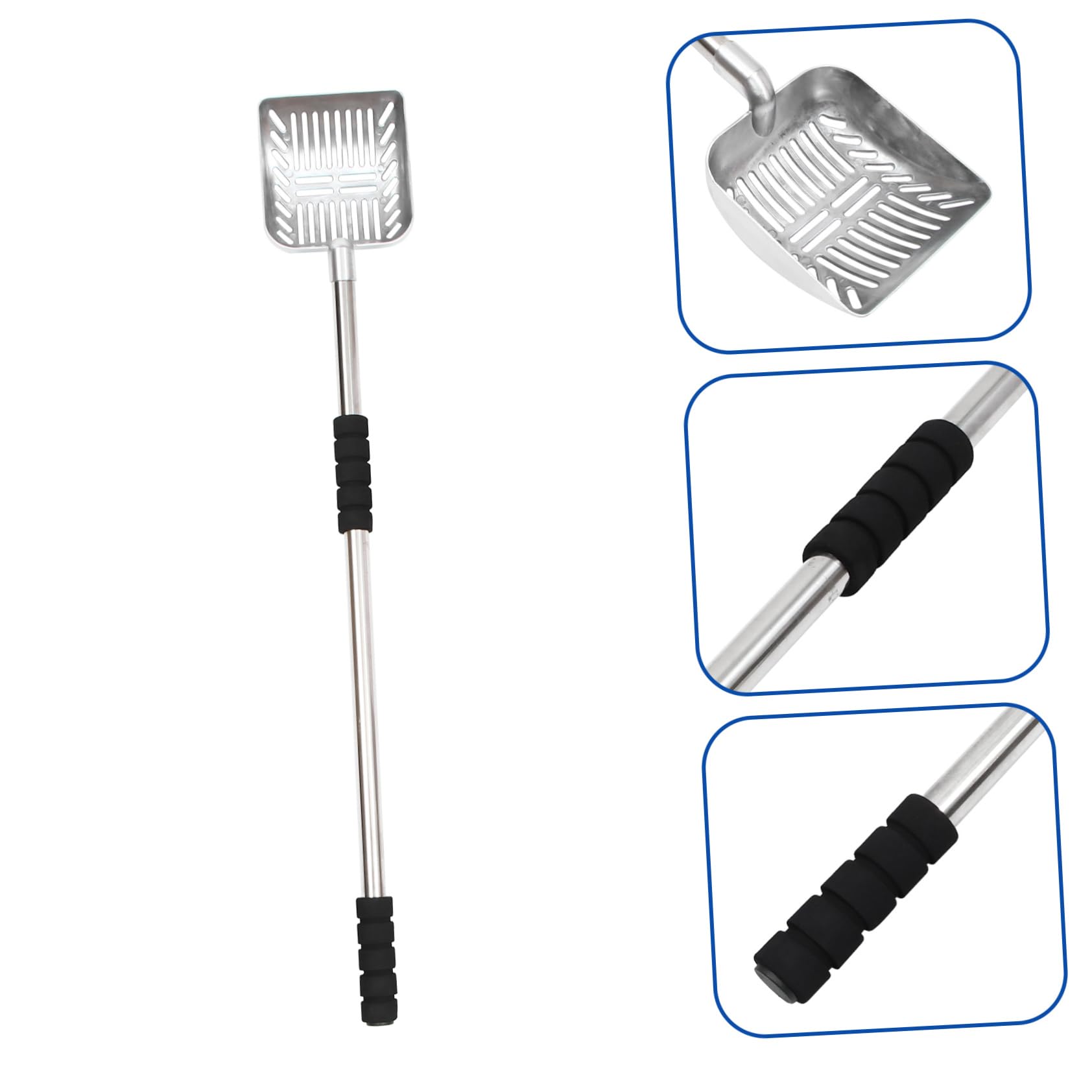 Pala De Arena con Mango Largo Retráctil Pala Perro Basura Scoop Pala De Arena para Gatos Pala Profunda para Arena para Gatos Pala para Arena con Mango Largo Arena para Perros Metal