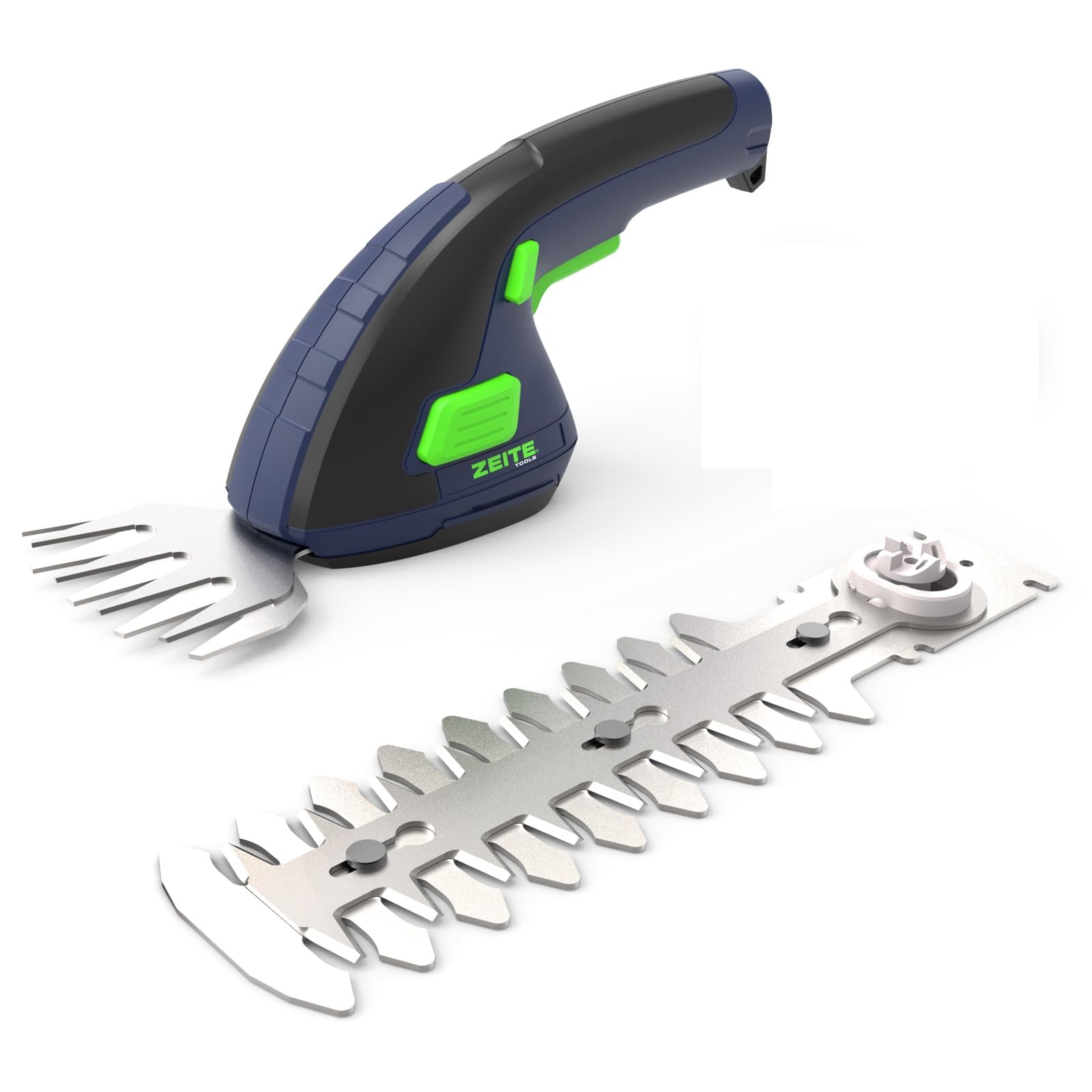ZEITE - Cortadora de césped y arbustos de 7.2 V, cortador de césped inalámbrico 2 en 1 y mini cortasetos, batería recargable de iones de litio y cargador, mango largo, herramienta versátil de jardín