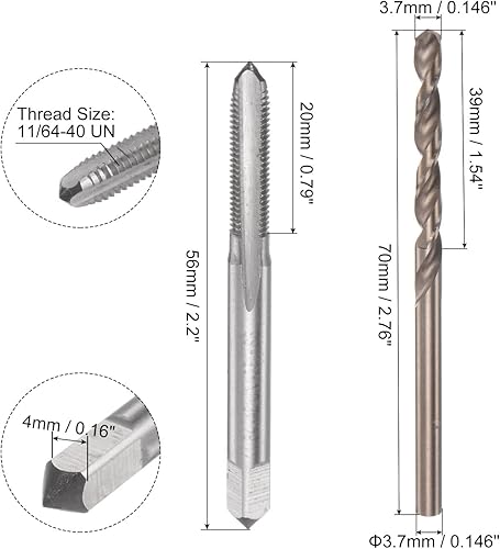 Miniatura 2 de Juego de grifos y brocas, 1164-40 UN 2B recto, rosca de fresado de rosca, acero de alta velocidad M35 de 0.146in (HSS-CO)
