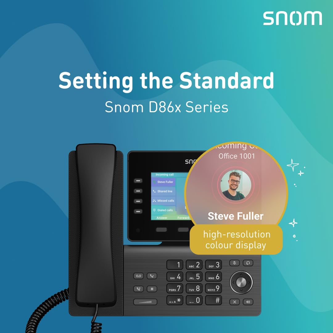 Snom D865 IP Telefon, SIP Tischtelefon, 5" IPS-Farbdisplay 1280×720 Pixel, WiFi & Bluetooth & NFC, 10 SmartLabel-Tasten, 12 SIP-Konten, Hörgerätekompatibel, Gunmetal, 00004536
