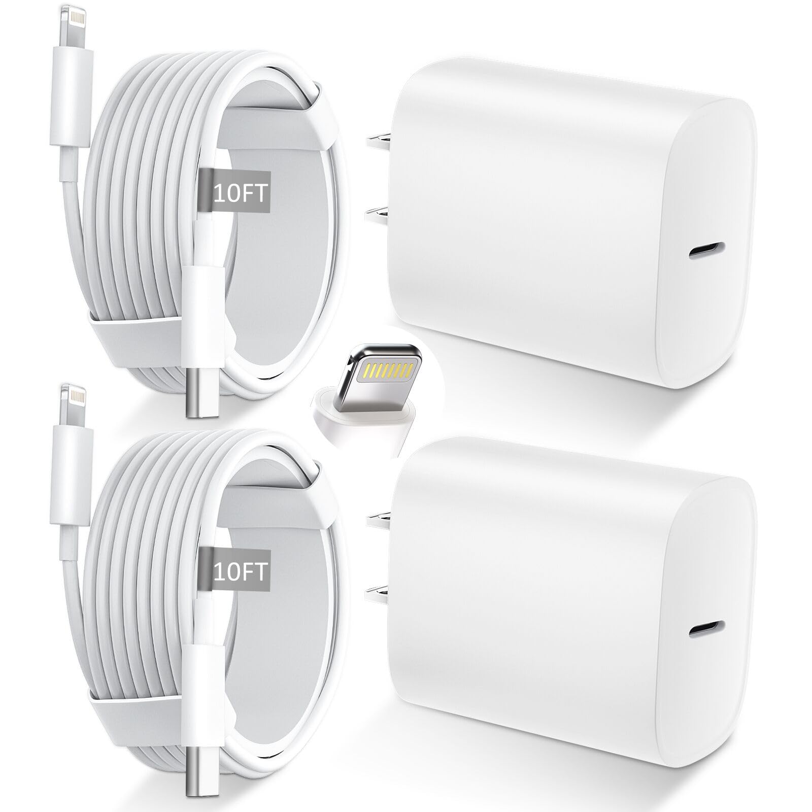 iPhone 14 13 12 11 Charger Fast Charging [MFi Certified],10FT Long Lightning Cable with 20W USB C Charger Block for iPhone 14/14 Pro Max/13/13 Pro Max/12/12 Pro Max/11/11Pro/XS/Max/XR/X,iPad,White