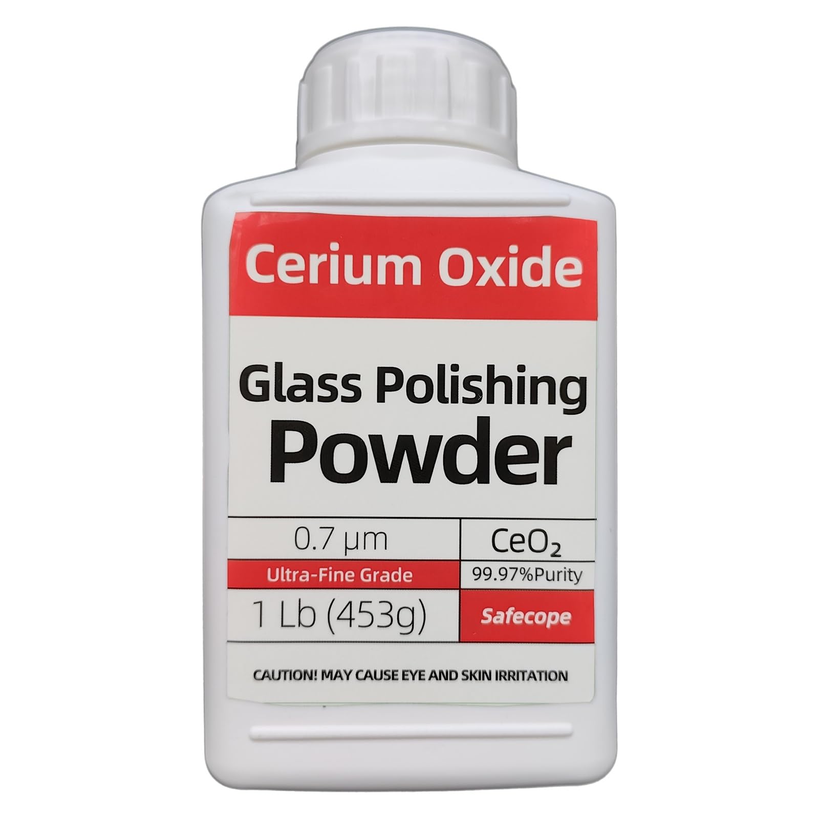 1LB (453g) 99.97% Cerium Oxide Glass Polishing Powder– Removes: Oil Films, Water Spots, Swirl Marks, Wiper Streaks, Removes Fine Scratches & Deep-Cleans Glass Surfaces. （0.7 µm Ultra-Fine Abrasive）