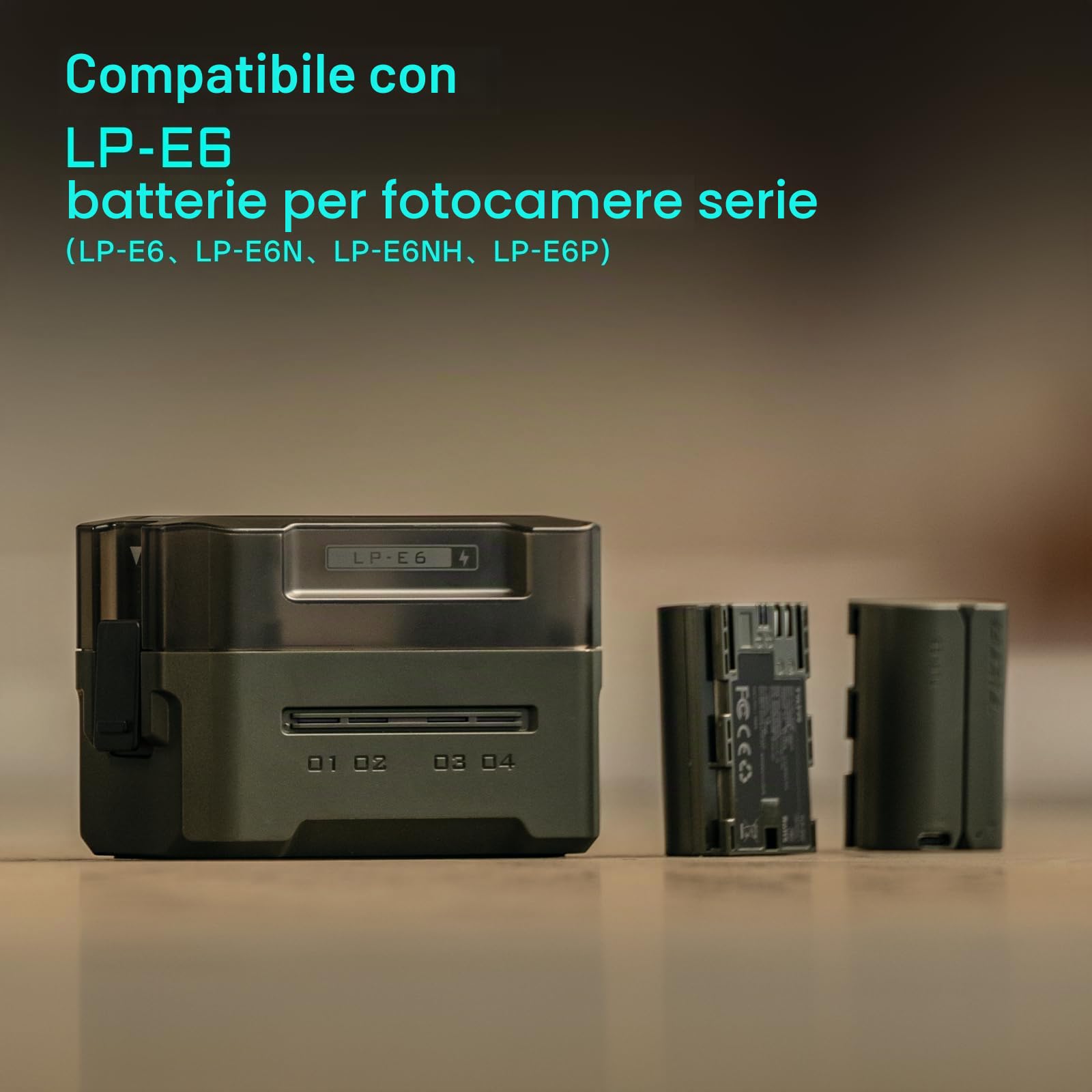 Tilta LP-E6 Caricabatterie Custodia di Ricarica a 4 Canali Compatibile con Batterie LP-E6, Stazione di Ricarica Portatile - Verde TBC-E6-GN