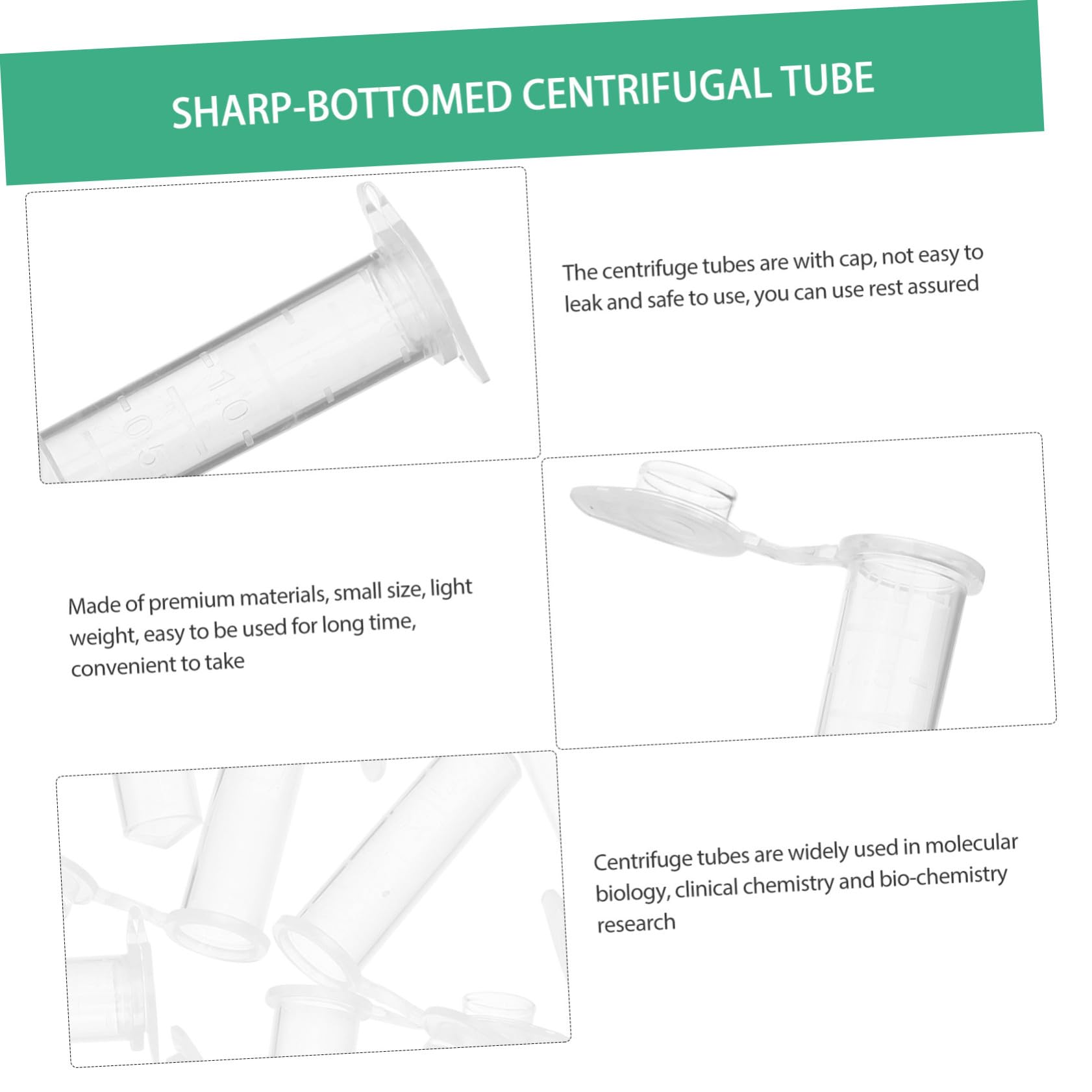 Ciieeo 500 pezzi Provette da Centrifuga con Tappi Tubo Plastica Laboratorio Punta Conica Resistenti e Portatili per Campioni Precisi e Conservazione