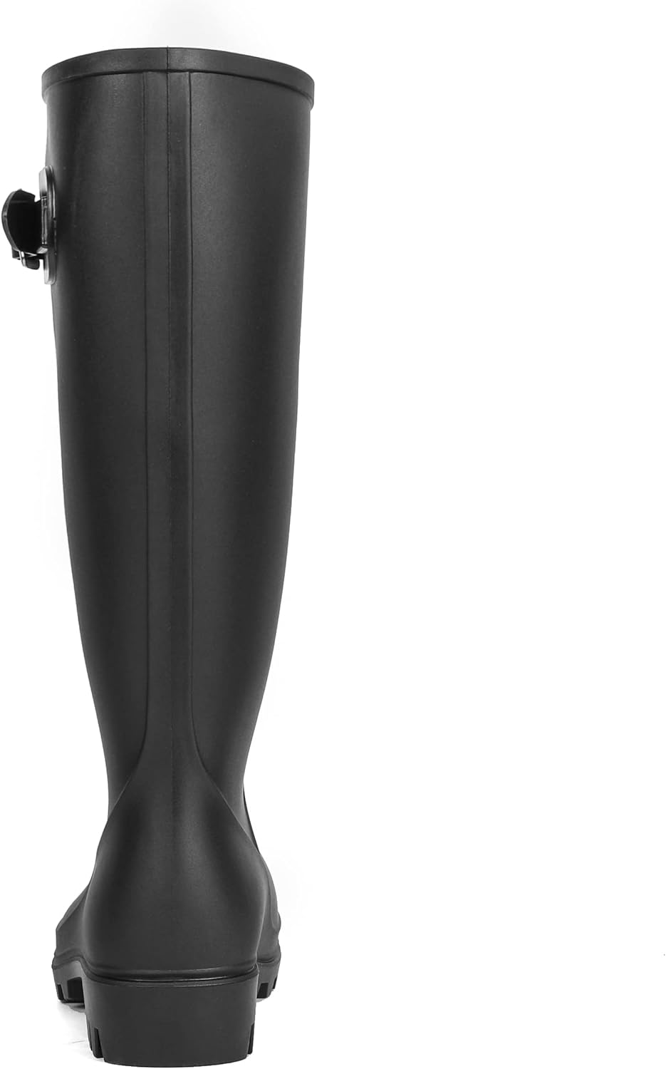 DKSUKO Women's Tall Rain Boots Garden Boots Waterproof Wellington Rubber Boots 7 Matte Black