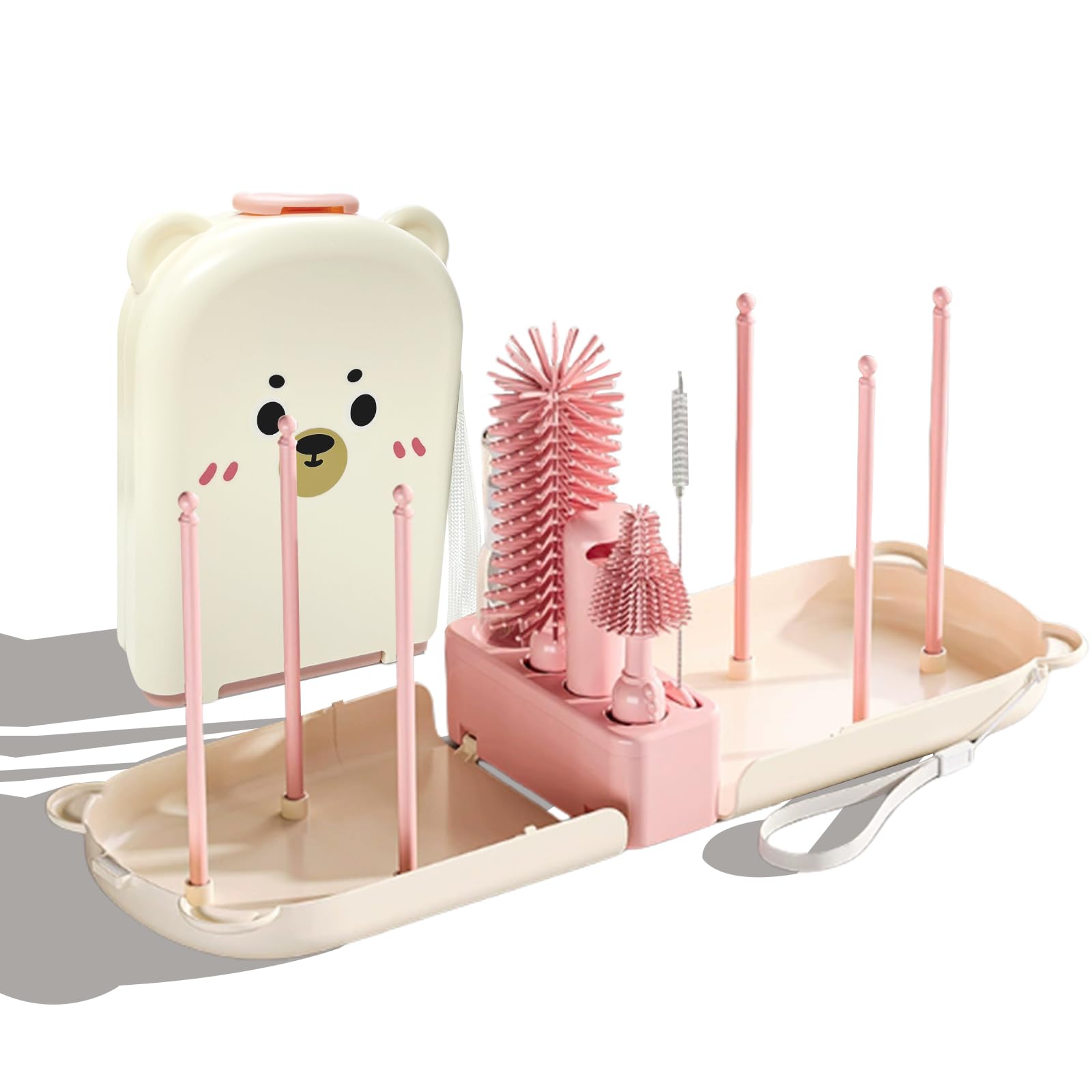 Baby Bottle Brush Set, Silicone Bottle Cleaning Brush With Nipple & Straw Cleaner, Soap Dispenser, Drying Rack, Portable Newborn Feeding Virahyem
