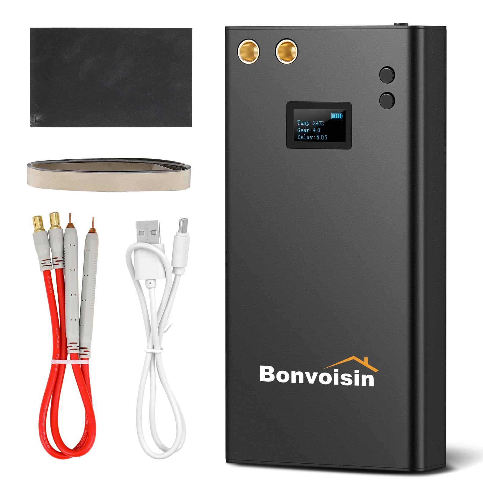 Bonvoisin Soudeur par Point 11000mAh Batterie Rechargeable 70 Vitesses Réglables pour Feuilles Fer Acier Inox Nickel 0,1-0,3mm