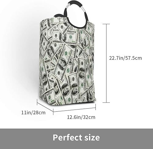 Miniatura 3 de BOKEKANG Cesta de lavandería grande, divertida cesta de billetes de dólares, cien dinero, Estados Unidos, cesta organizadora plegable con asas,