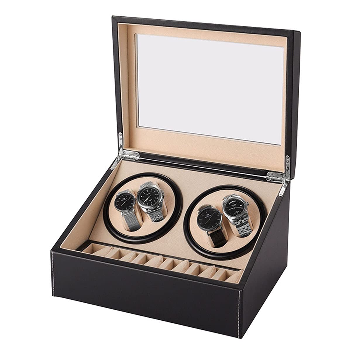 QUSYZD Automatic Watch Winder Display Box, Automatic Rotation, Watch Winder Display Box Watches Both Silent and Safe,Blackone-A