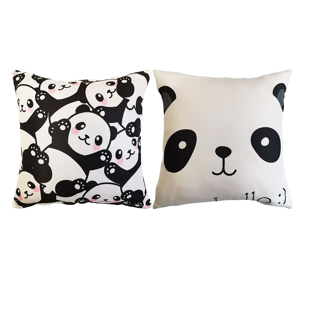 Seamless Cute Panda Throw Pillow Covers 18x18' Decorative Panda Pillow Cases Panda Face Hello Cushion Case for Sofa Bedroom Cushion Home Decor Set of 2
