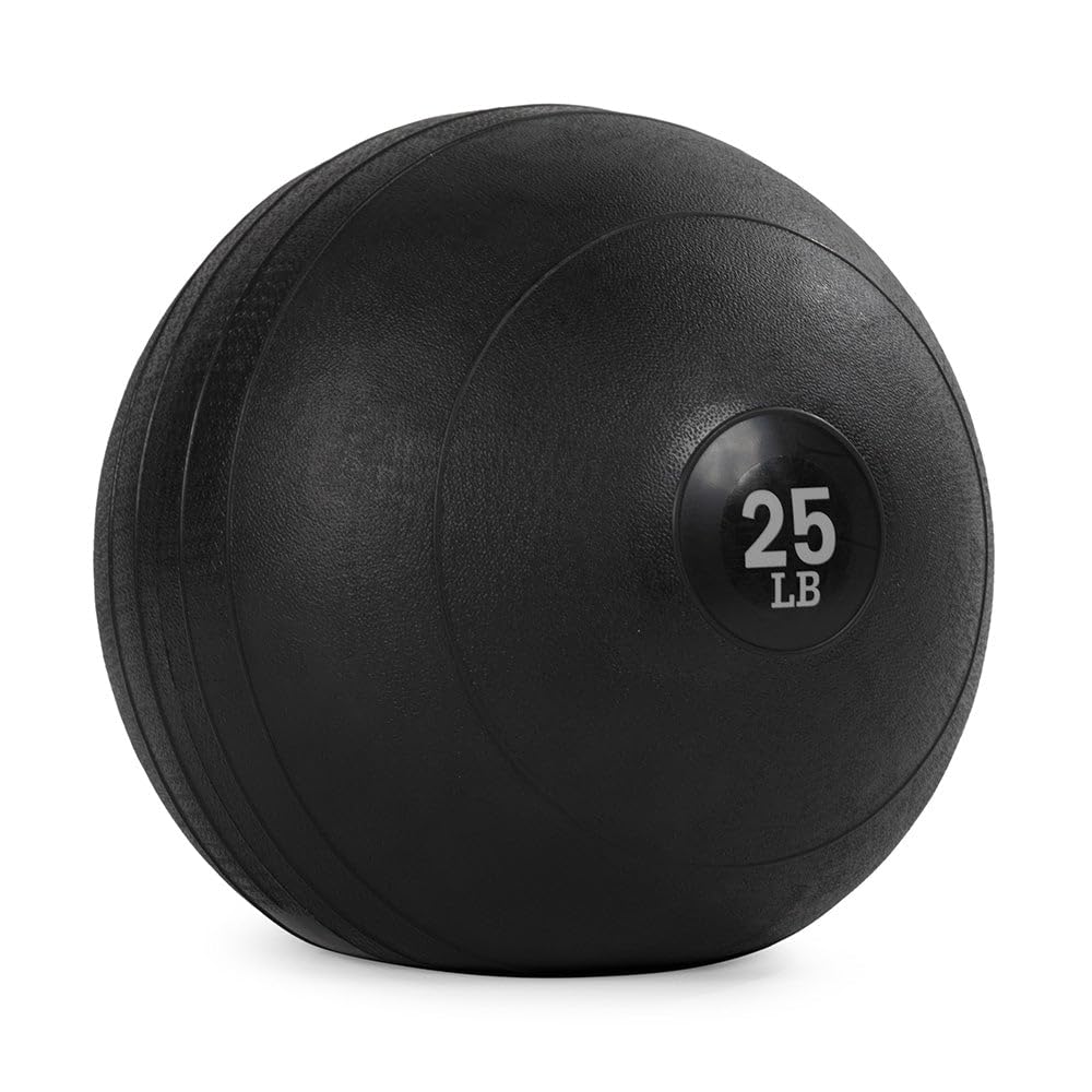 Titan Fitness Rubber Slam Ball, Dead Weight Ball Absorbs Impact, Minimal Bounce, Textured Surface for Strength and Conditioning, Cardio Workouts, Full