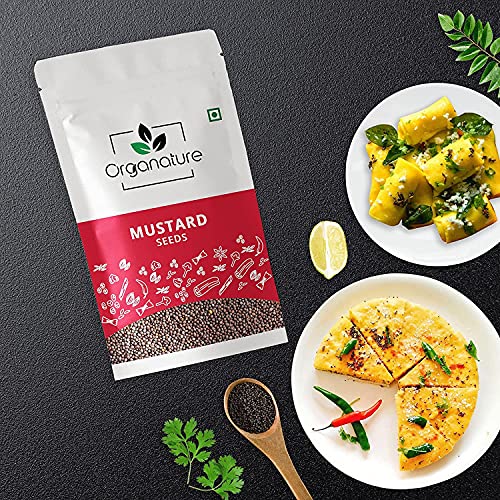 Image of Organature Fresh Natural Mustard Seeds Small 350 Grams | Ava Ginjalu, Sarso, Whole Rai, Sarson k beenj | Whole Mustard Black | Indian Spice, Naturally Processed, Brown Mustard