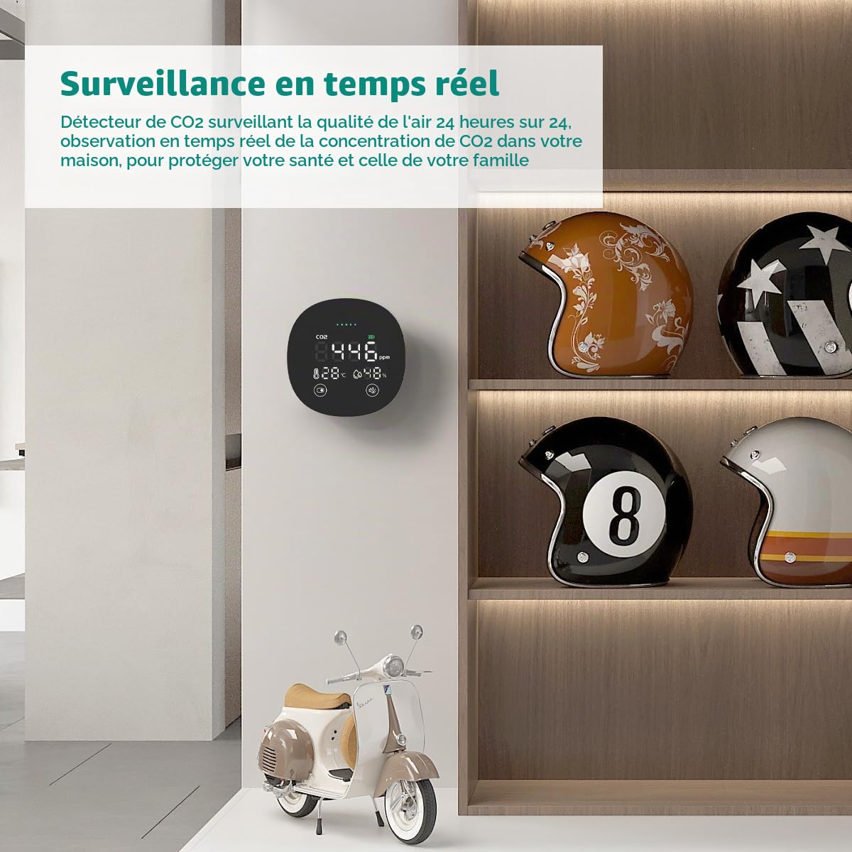 Moniteur de qualité de l'air intérieur,détecteur de CO2,testeur de température+humidité avec capteur NDIR,testeur numérique Portable pour la Maison et Les Voitures de dioxyde de Carbone