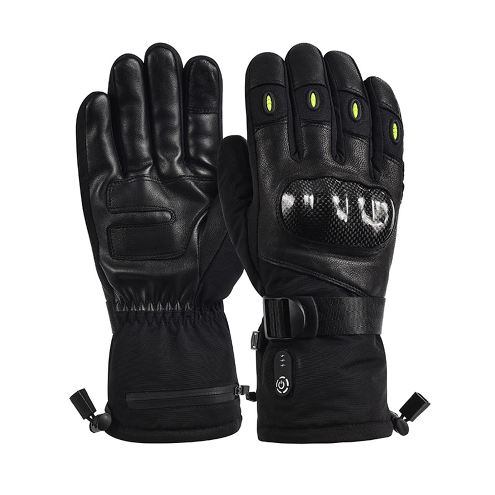 Kadgetar Heated Leather Gloves with Reflective Spot and Protection, Thermal Insulated Gloves for Motorcycle and Winter Sports (X-Large)