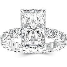 PAFIDDY S925 Silver 3.5CT Radiant Cut Moissanite Engagement Ring