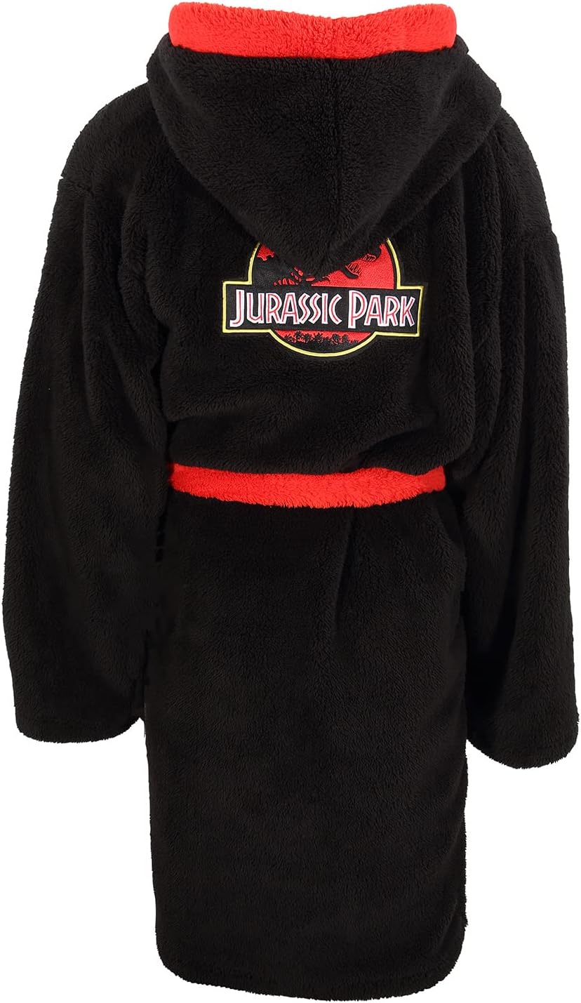 Heroes Inc Jurassic Park Logo Bathrobe Black, Black/Red, Medium
