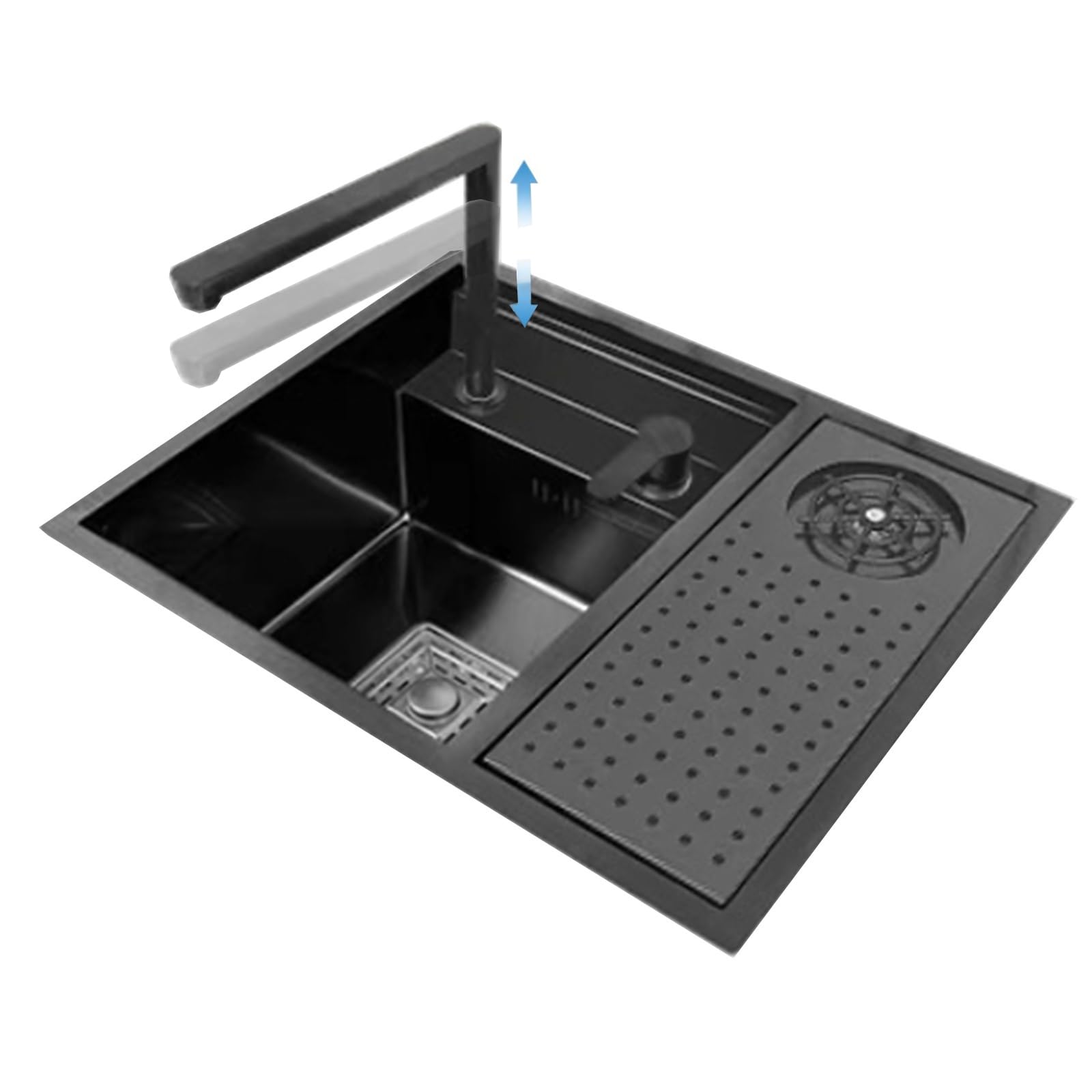 Versteckte Edelstahl-Küchenbar mit Abdeckung und Armatur – Siphon-Design für Balkon, Studio-Apartment, Außenbereich, platzsparendes Handwaschen