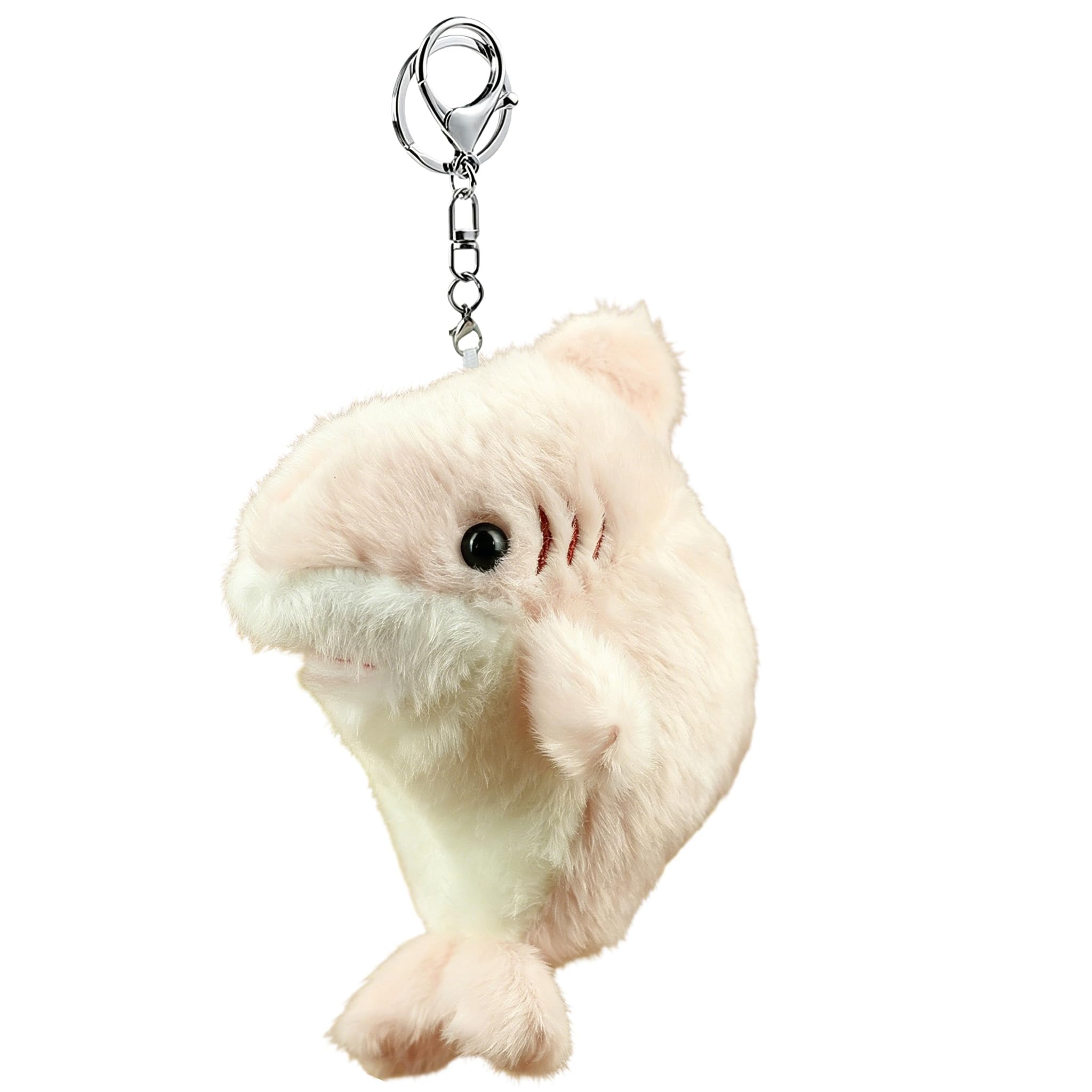 Glimbely Women's Pink Cute Plush Shark Charm For Backpack, Kawaii Car Keychain Holder Cute Stuffed Animal Shark Purse Charms For Handbags (Pink)