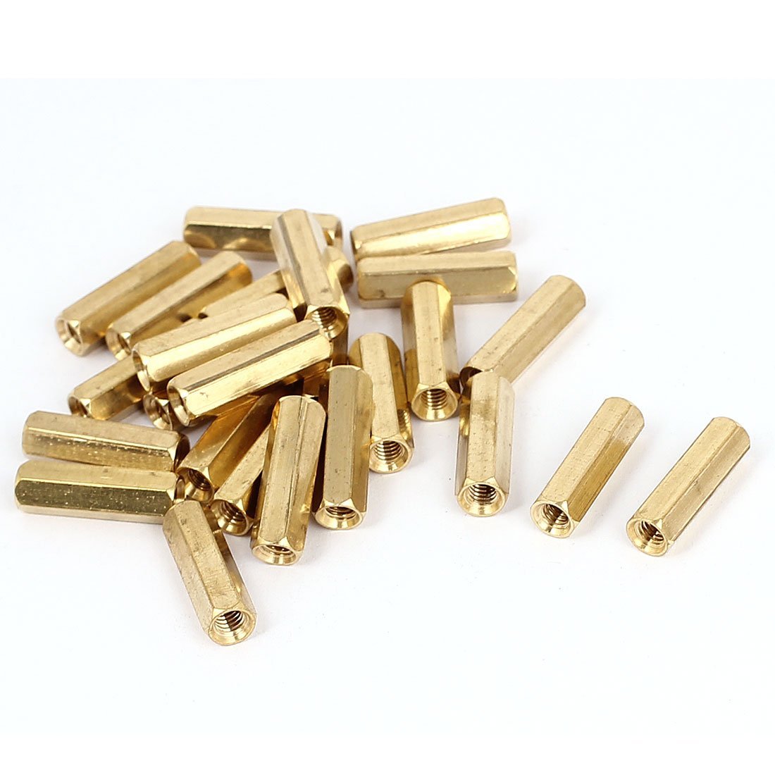 Ubersweet® M4 x 20mm Female Threaded Brass Standoff Pillar Spacer 25pcs-image-1