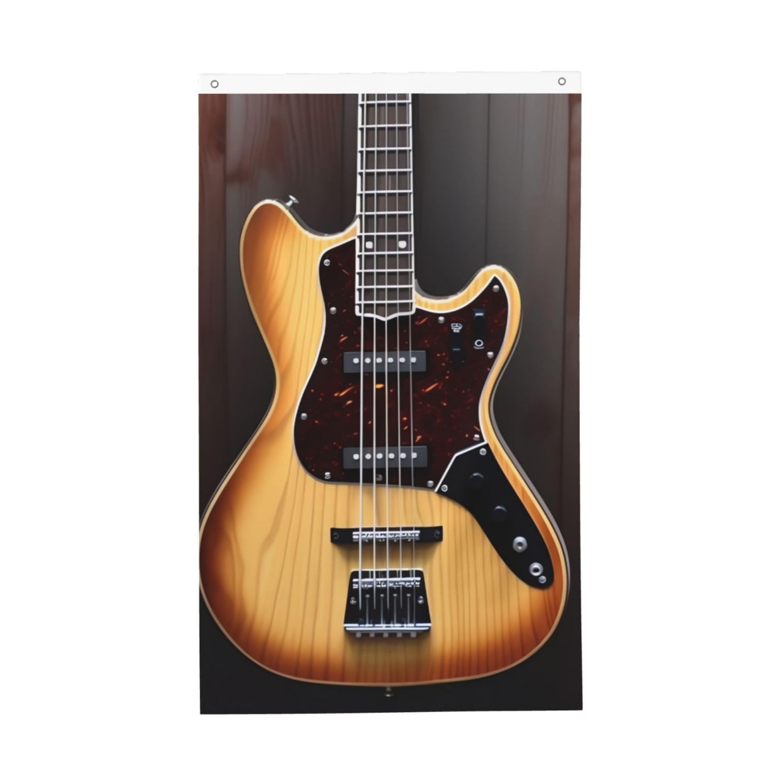 Drapeau Noir Guitare 9.1x1.5 M - 4 œillets Laiton, Polyester, Décoration Intérieure/extérieure