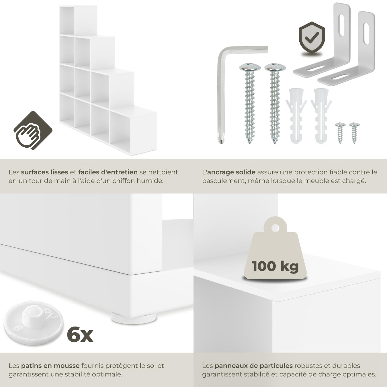 tectake® Étagère Bibliothèque avec 10 Cubes Compartiments Meuble de Rangement Moderne Aspect Bois pour Rangement Bureau, Salon, Cuisine, Chambre, Dressing, Entrée Etagere Rangement
