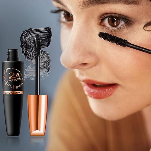 2025 New Waterproof Silk Fibre Thick Lengthening Mascara, Iron Wand Mascara Curling Eyelashes Iron Mascaras with No Flaking, Long-Lasting 4D Curling Silk Fiber Lash Mascaras for Women Eyes Makeup (1)(1)