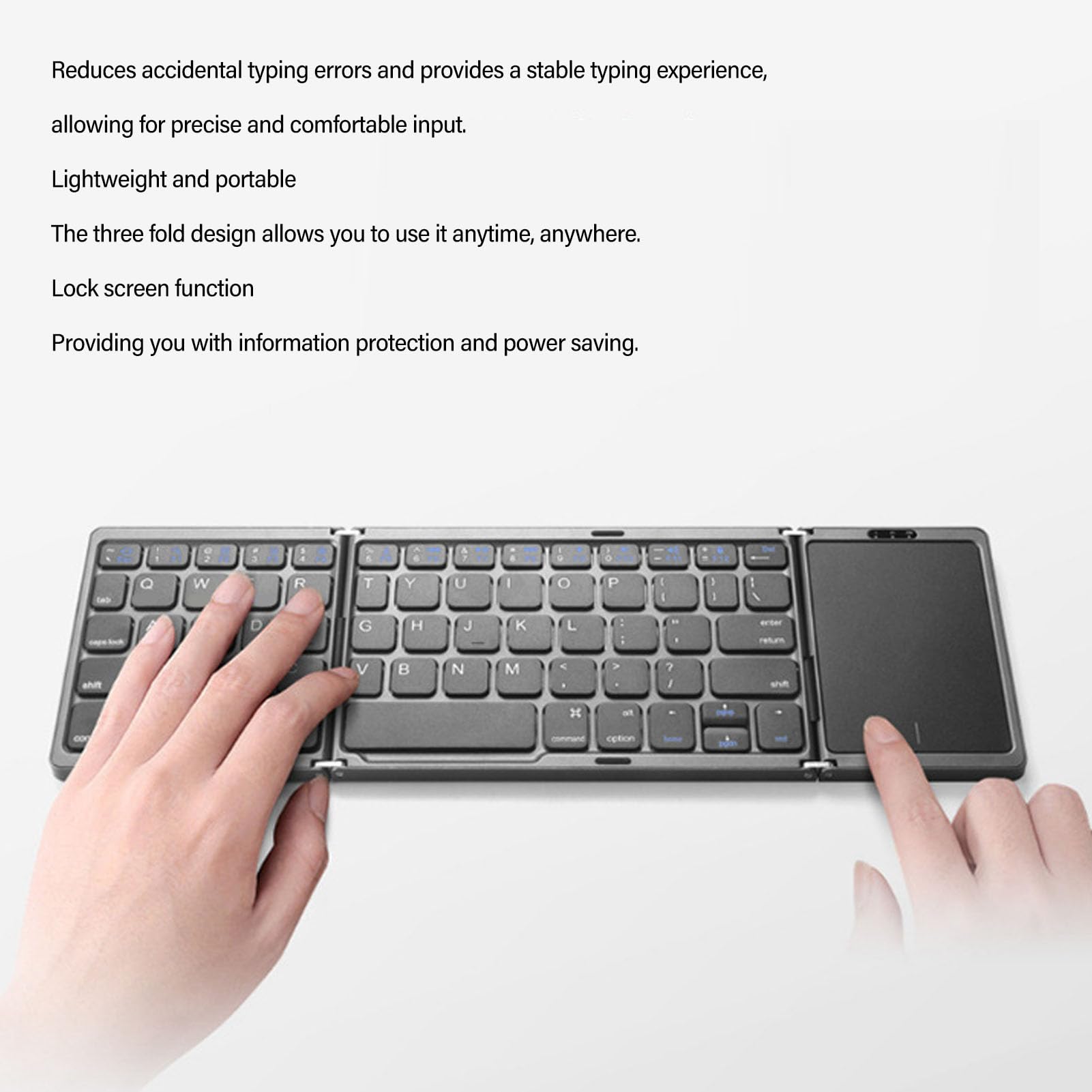 Septpenta Składana Klawiatura Bluetooth (z Touchpadem), Bezprzewodowa Składana Klawiatura, 12 Antypoślizgowych Podkładek Gumowych, Kompatybilna Z Windows, Dla Systemu Operacyjnego, Dla Androida