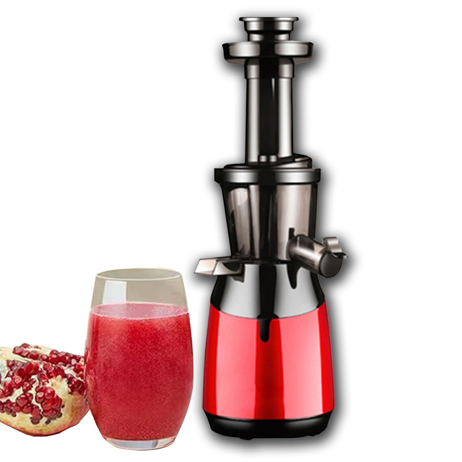 Extractor Jugos Lento Hogar, Exprimidor Comercial Totalmente Automático Exprimidor Gran Calibre Alta Gama Separación Posos Desmontaje Lavado Rápidos,Red