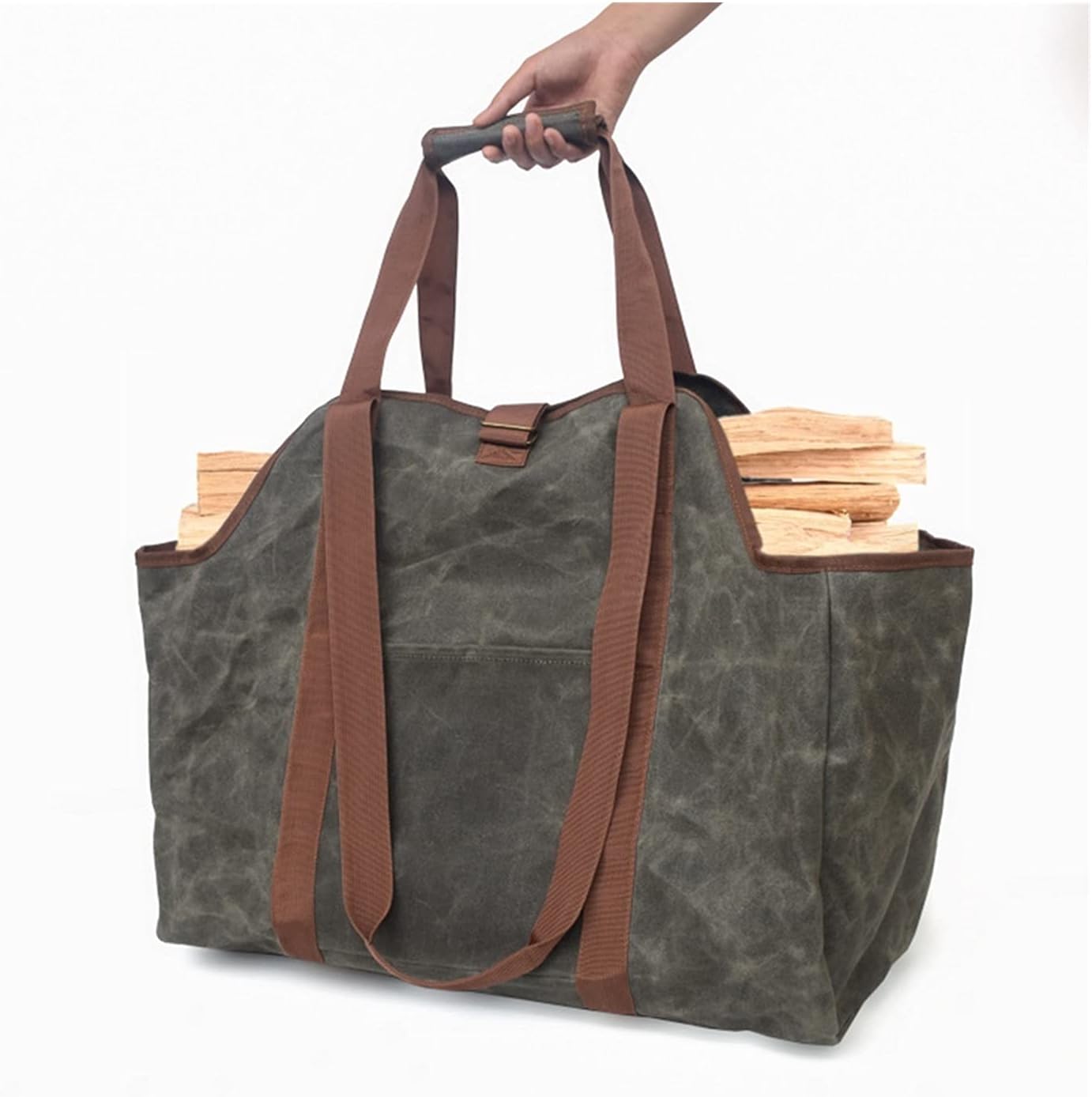 GRFIT Log Carrier for Firewood Tote Hand Bag Canvas Firewood Wood Carrier Bag Camping Outdoor Holder Carry Storage Bag Wood Canvas Bag Firewood Holder
