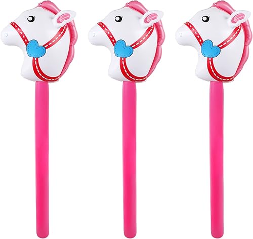 EVERMARKET Caballo inflable, palo de caballo inflable con cabeza de caballo para Navidad, decoración de fiesta de cumpleaños, suministros de