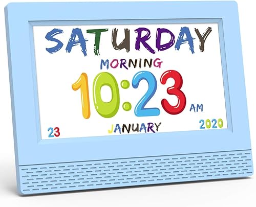 Miniatura 9 de Kids Digital Alarm Clock Colorful, 7" Large LED Time Display Children's Sleep Trainer, Eye-Caring Digital Clock for Girls Boys Bedrooms Bedside, 17