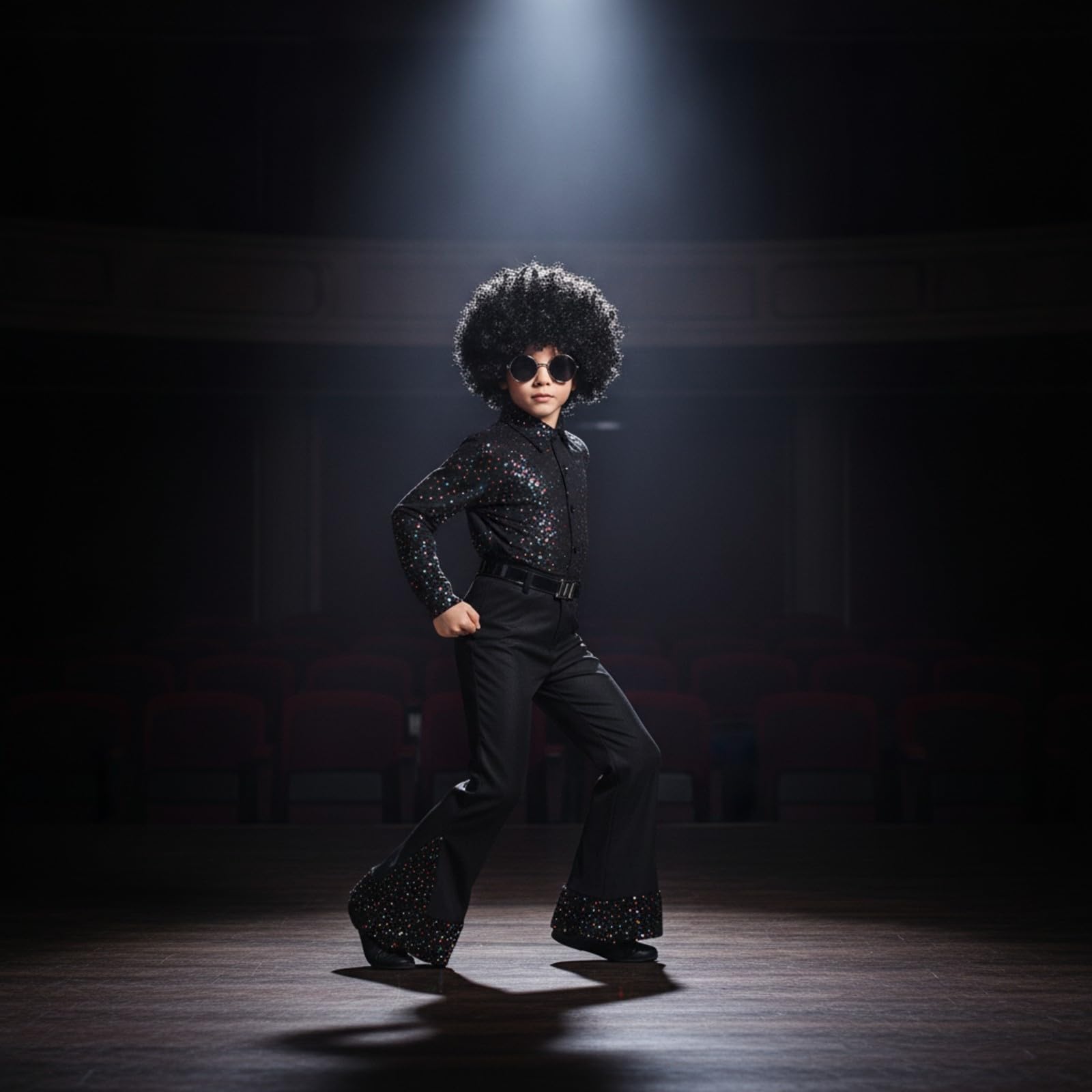 Set da Discoteca con Parrucca Disco | Travestimento, Retro, Kit di Accessori, per Carnevale, Halloween, Ragazzi, XL