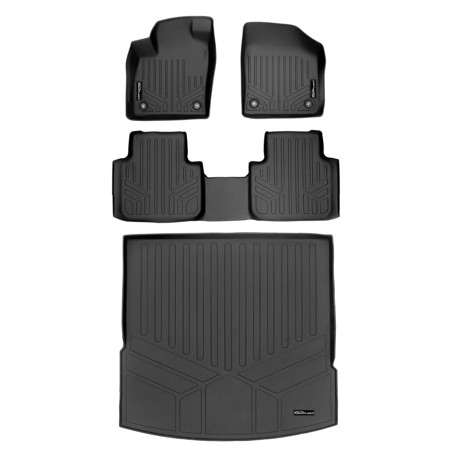 Photo 1 of SMARTLINER Floor Mats and Cargo Liner Behind 2nd Row Black Compatible with 2020-2022 Volkswagen Atlas Cross Sport 5 Passenger Models Only