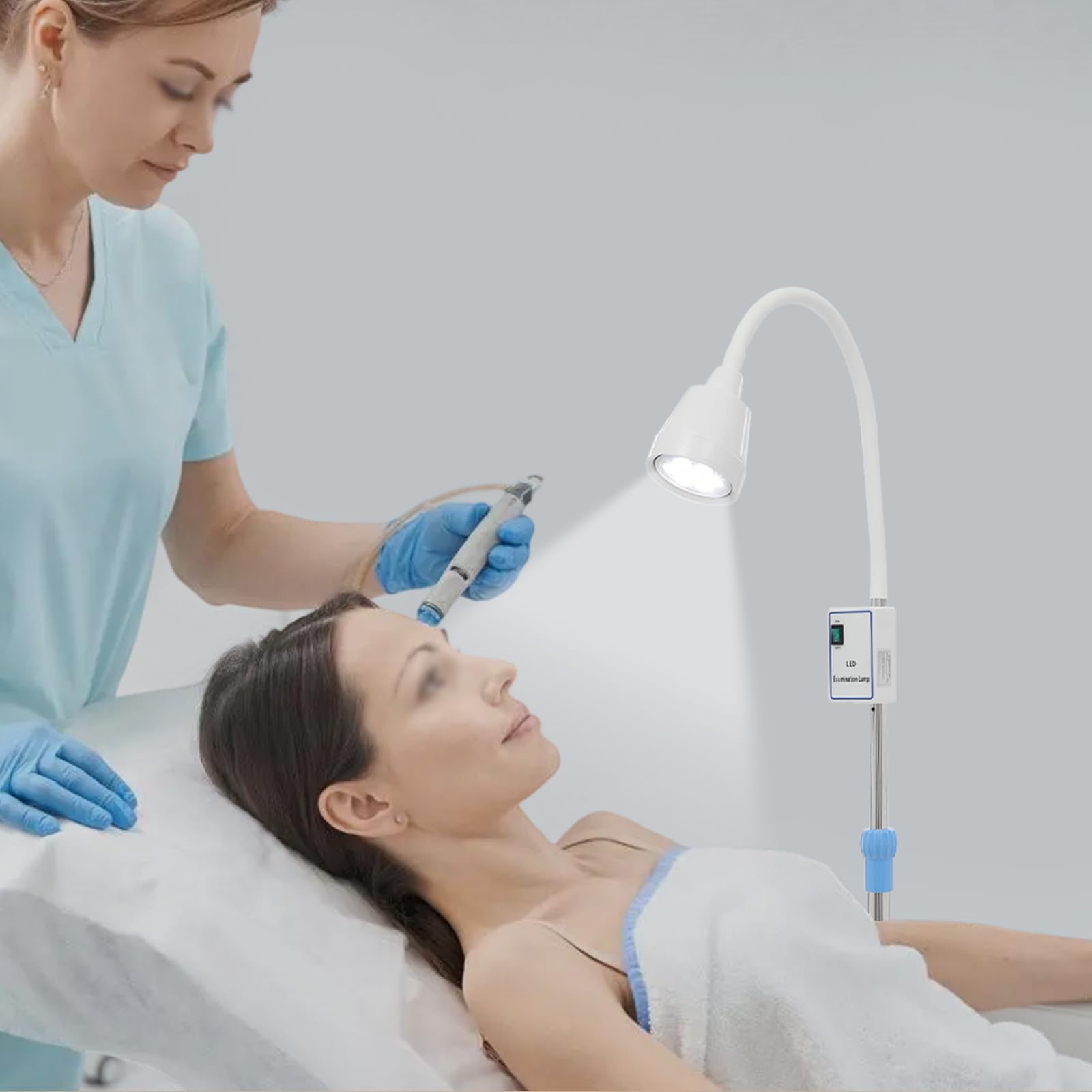 Medizinische Untersuchung Lichtlampe, Dimmbare Höhe & 360 Rotation Led Lichtlampe, Mobile Tageslichtlampe Stehlampe für Ambulanzen, Gynäkologie, Stomatologie (21W)