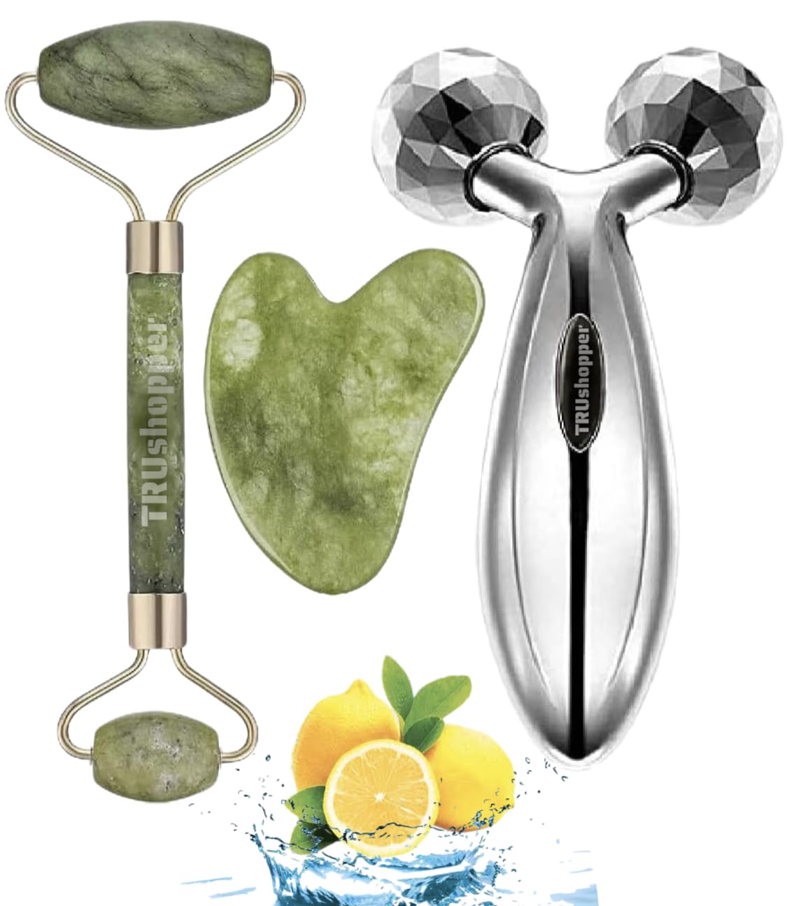 TRUshopper 3D Manual V-Shape Roller Face Body Massager 360 Rotate With Anti Aging 100% Natural REAL Jade Roller and Gua Sha Stone set Facial Tool For Neck,Body Muscle,Relaxing Women With [ FREE OF -100% Natural REAL Jade Roller ] (B0BH14Z5VV) Amazon Price History, Amazon Price Tracker