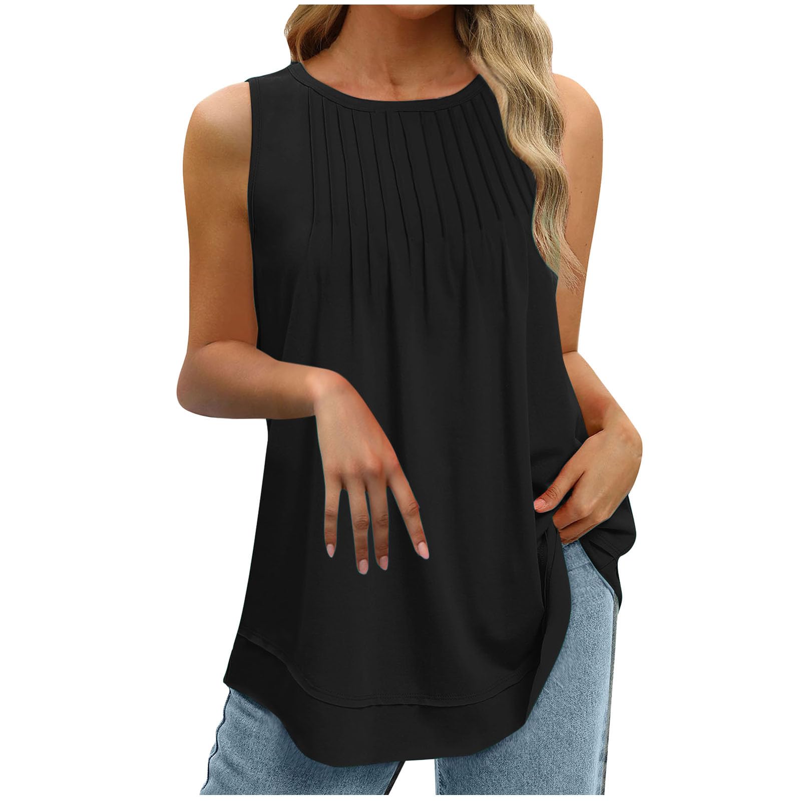 Moda Color Solido Chaleco Mujer Verano,Casual Camisetas Tirantes Mujer de Cuello en Redondo Informal Pullover Camiseta Mujer de Sin Manga Holgada Multicolor Camisola Playa Mujer Verano