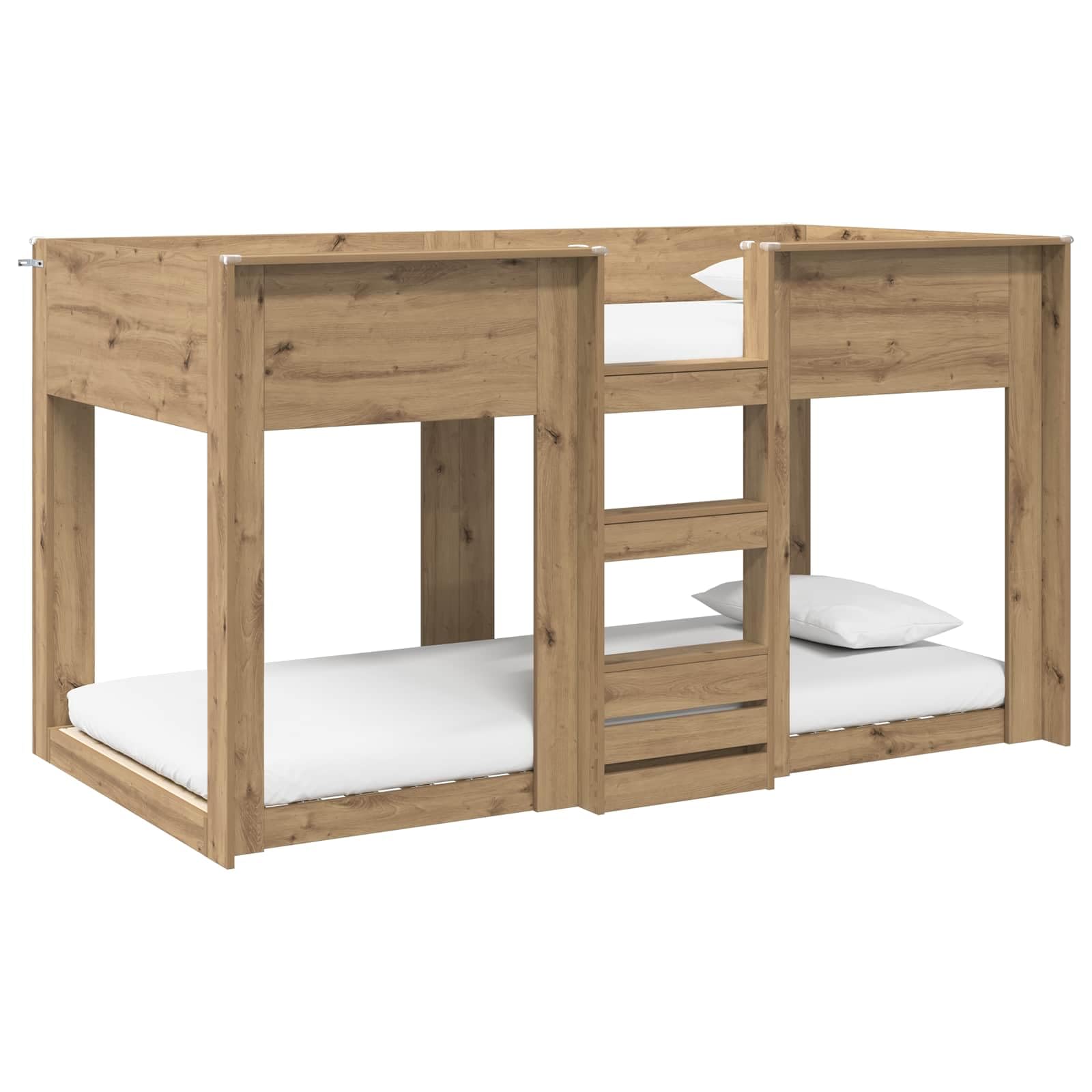 Vidaxl Artisan Oak Bunk Bed For Kids 80 X 200 Cm Engineered Wood, Stylish Kids Bed, Rectangular Bunk Frame, Modern Sleep Solution, Compact Space-Saving Furniture, Double