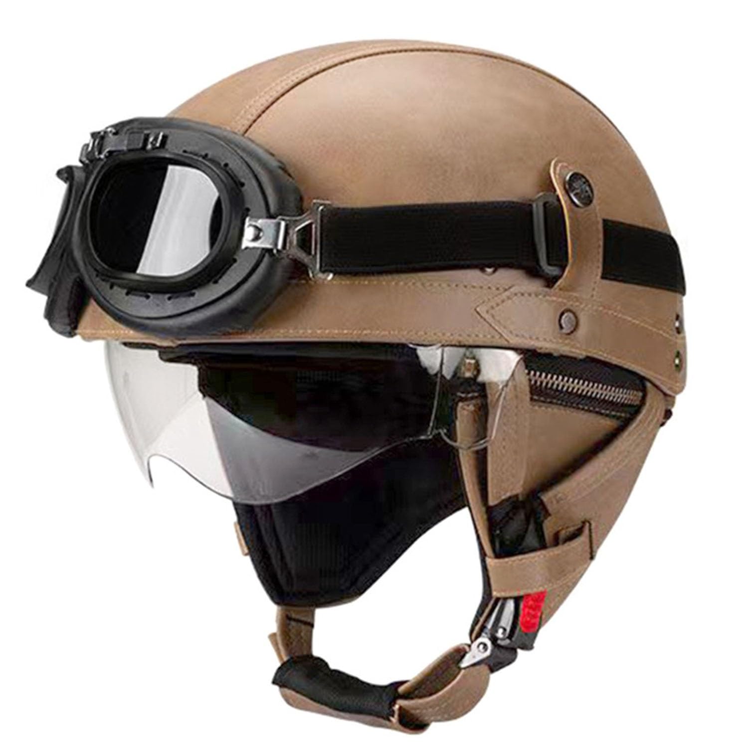 Casque de moto vintage cuir et finitions soignées pour adulte exigeant