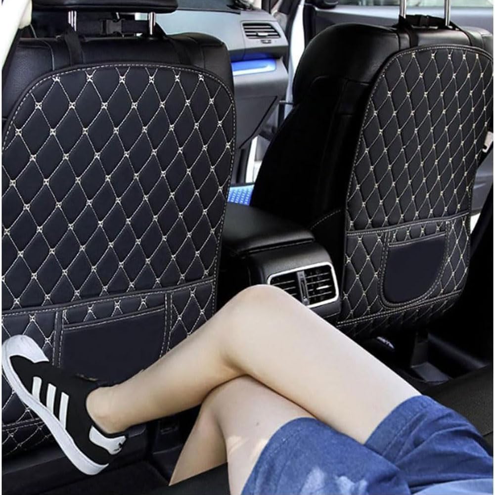 2 Uds Almohadilla Antipatadas para Coche para Nissan SUV, Cuero Almohadilla Antipatadas para Delantero Respaldo con Bolsillo Accesorios,E