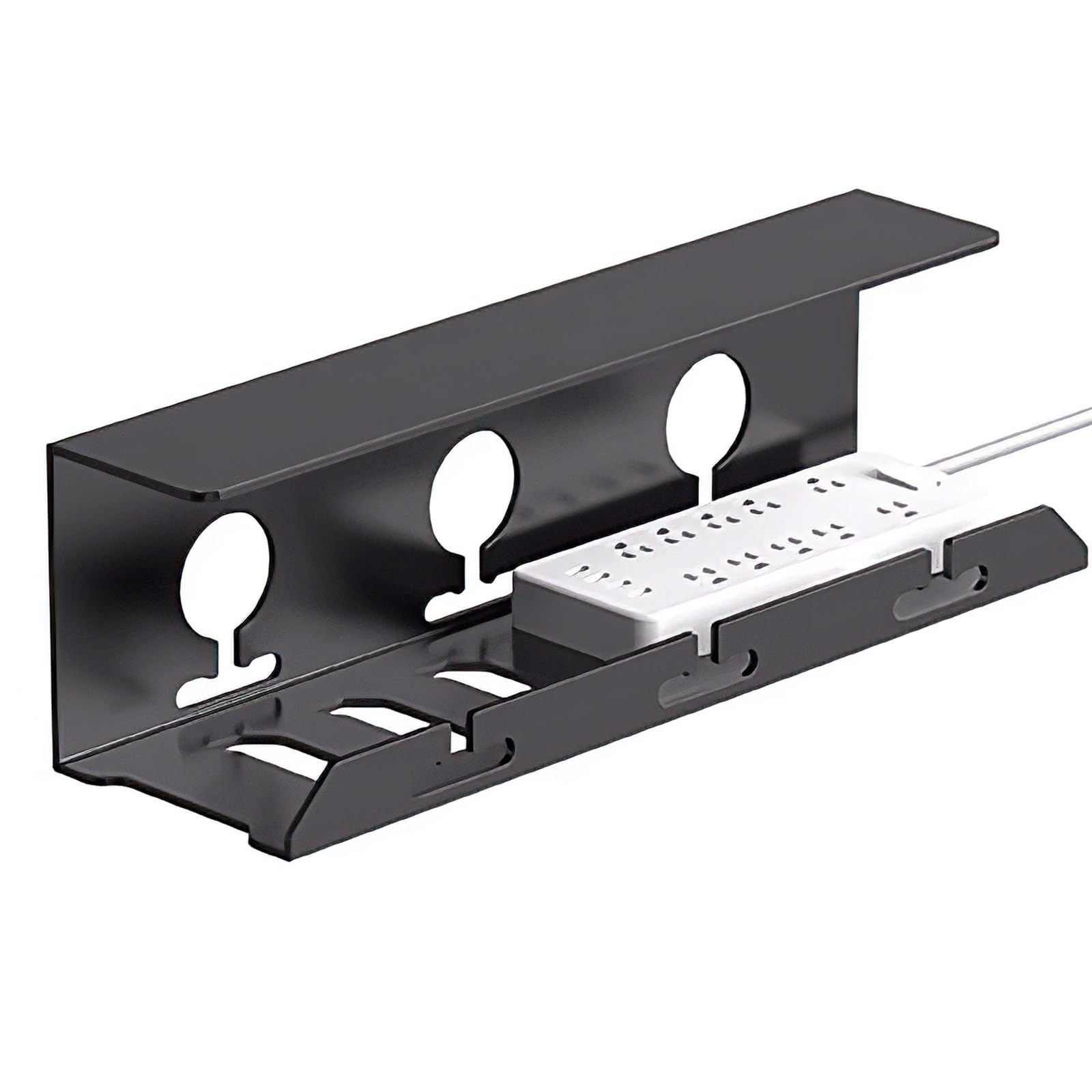 Plateau de gestion des câbles sous le bureau sans perçage – Organiseur de câbles de bureau en acier au carbone de 50,8 cm – Support de multiprise et organisateur de câbles pour bureau (40 cm)