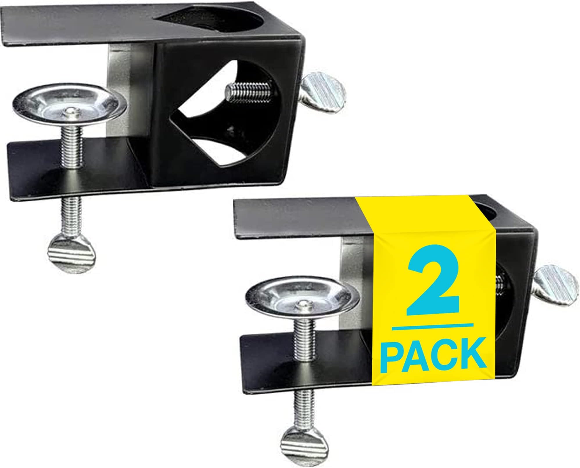 Gray Bunny Universal Pole Holder Deck Mount Clamp (2 Pcs) - Compatible with Tiki Torch and Mounting Poles on Porch, Table, Deck or Fence