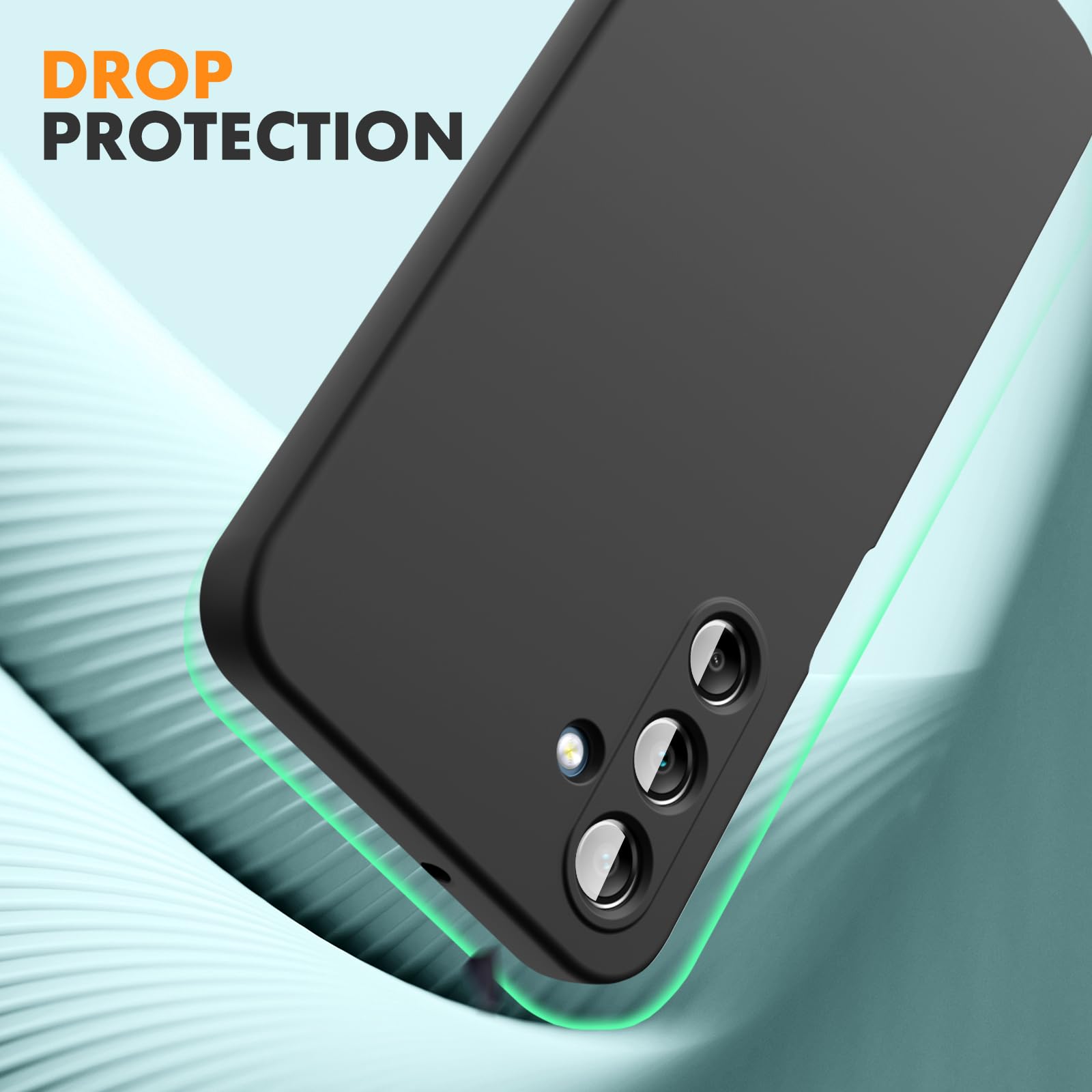 Vansdon Cover Compatibile con Samsung Galaxy A25 5G, 2 Pellicola Protettiva in Vetro Temperato, Gomma Gel di Silicone Liquida Antiurto Custodia - Nero