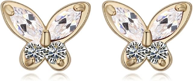 Crystalline Azuria Women Girls 18ct White Rose Gold Plated Zirconia Crystals Jewellery Butterfly Stud Earrings