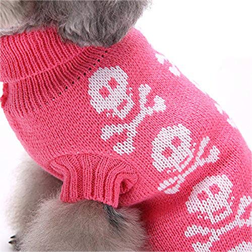 S-Lifeeling Skull Dog Sweater Holiday Halloween Christmas Pet Clothes Soft Comfortable Dog Clothes - Pink,Xxl #TOP5