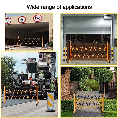 Barrière métallique extensible mobile noir et jaune 1,2x7 m