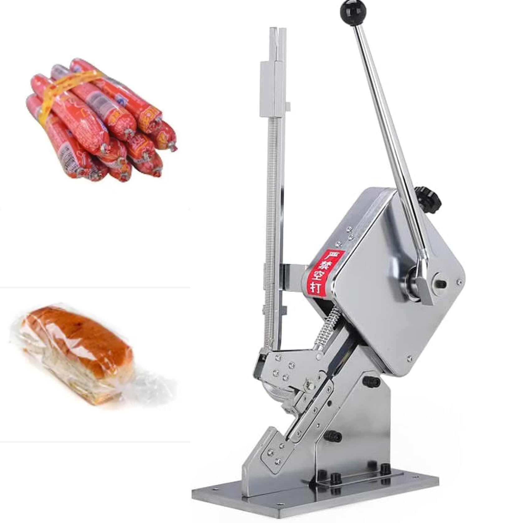 MRVAKDYDI Portable Tying Machine for Sealing, Manual U-Shape Sausage Clipper Sealing Machine with 4500pcs Clips for Bag Tying Cutting(U503y)