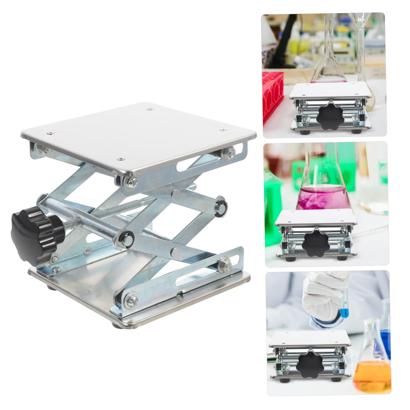Zerodeko laboratorio stand di supporto jack del laboratorio scientifico per sollevare regolabile piattaforma di sollevamento sollevatore a forbice Acciaio inossidabile Silver